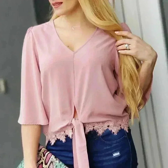 Blushing Babe Chic Blouse - Pink - Picture 1 of 4